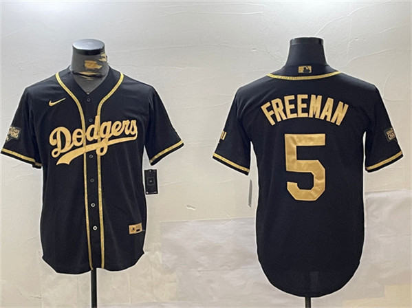 Los Angeles Dodgers #5 Freddie Freeman Black Gold 2024 World Series Champions Limited Stitched Jersey